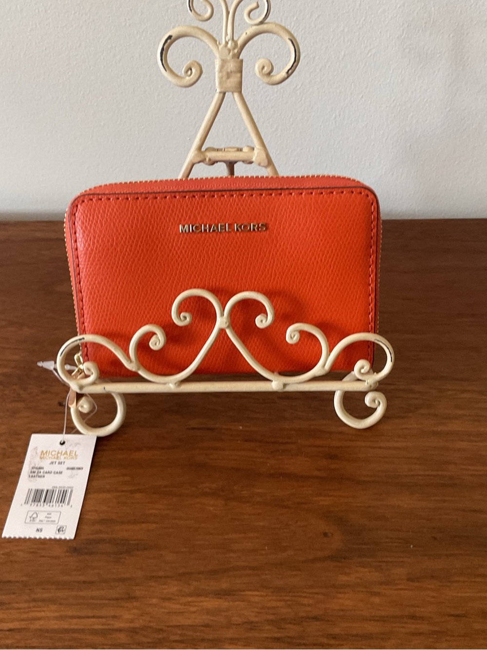 Michael Kors Orange Pebbled Zip Wallet